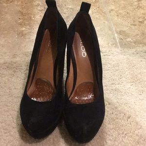 All black high heel shoes